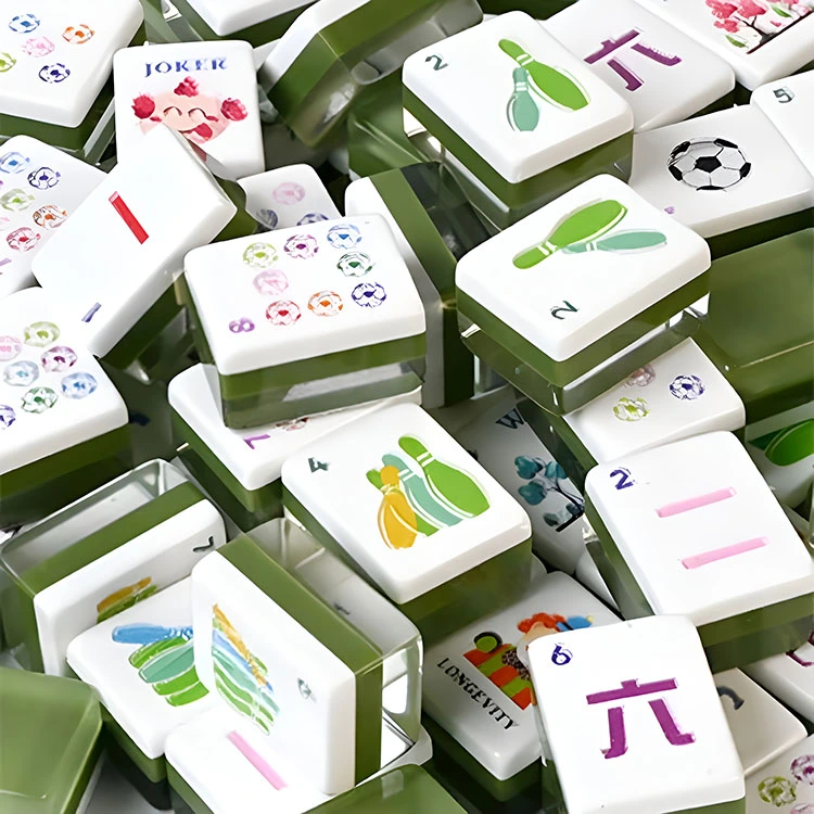Piastrelle Mahjong in acrilico verde militare
