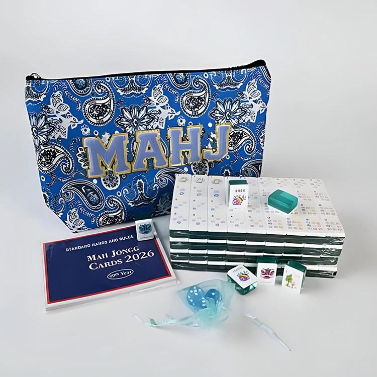 Set da viaggio Mahjong americano con motivi cachemire blu