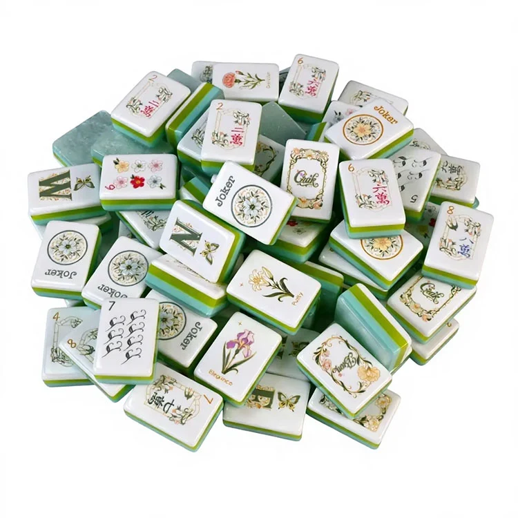 Eleganti piastrelle Mahjong acriliche floreali