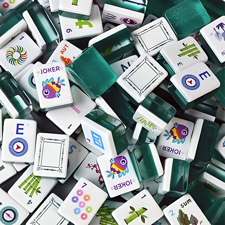 Piastrelle Mahjong in acrilico trasparente color verde smeraldo