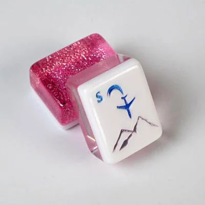 Pink Glitter Acrylic Mahjong Tiles