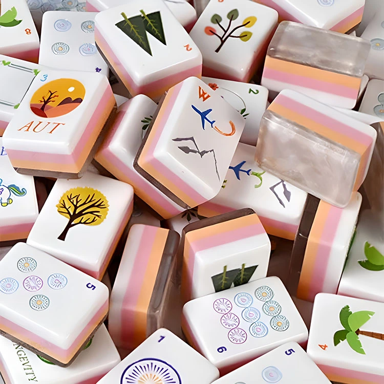 Piastrelle Mahjong acriliche rosa loto