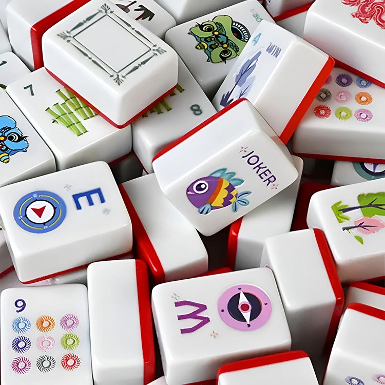 Piastrelle Mahjong in melamina rossa vivace
